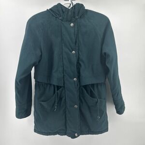 Jacqueline Ferrar Jacket Coat Women's Small Green Casual Lined Removable Hood